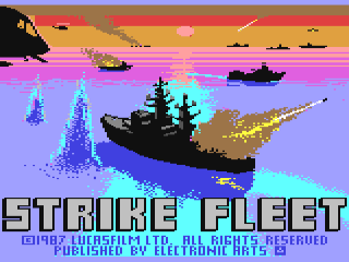 Strike Fleet title screen for Commodore 64